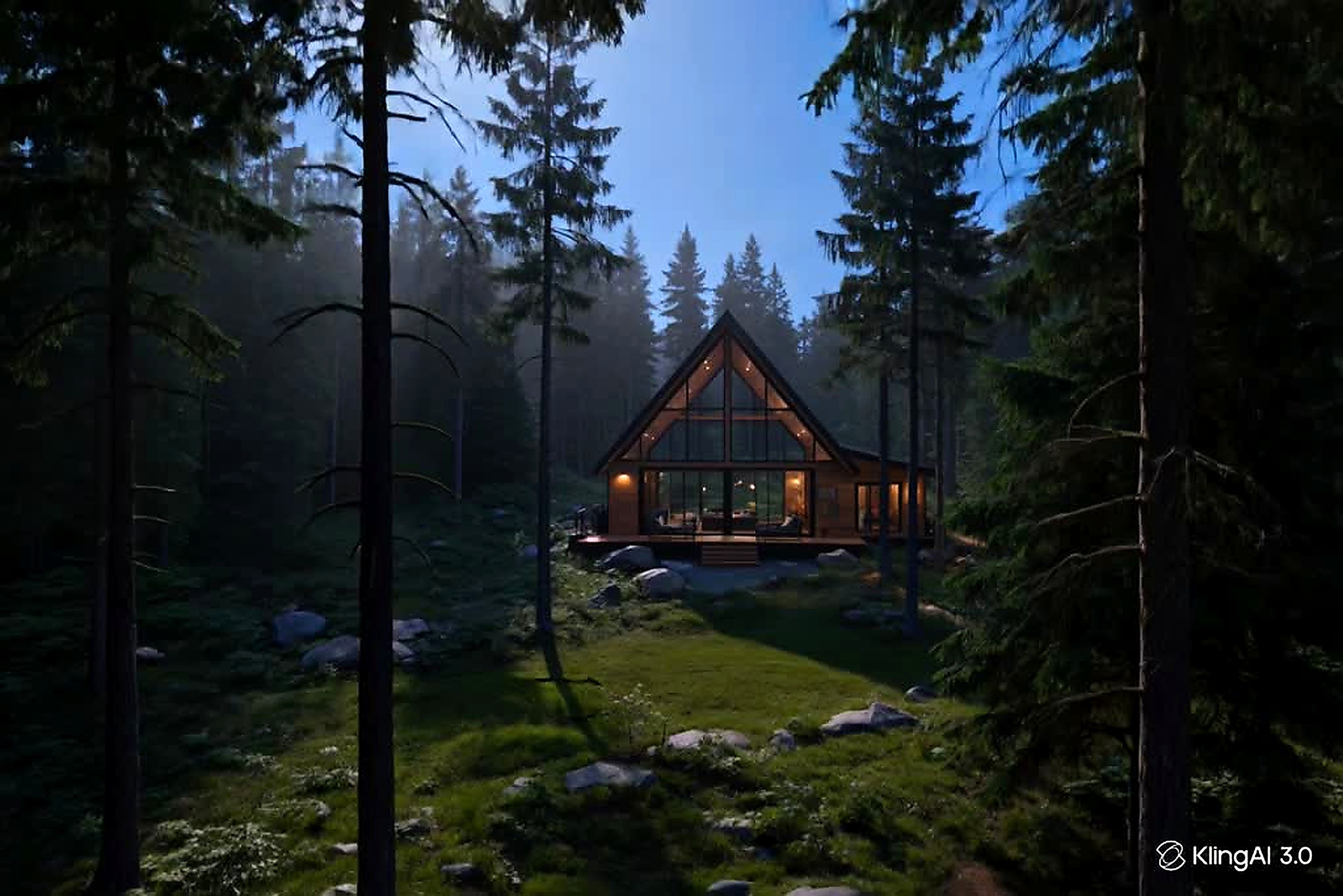 Cabana A-Frame na floresta